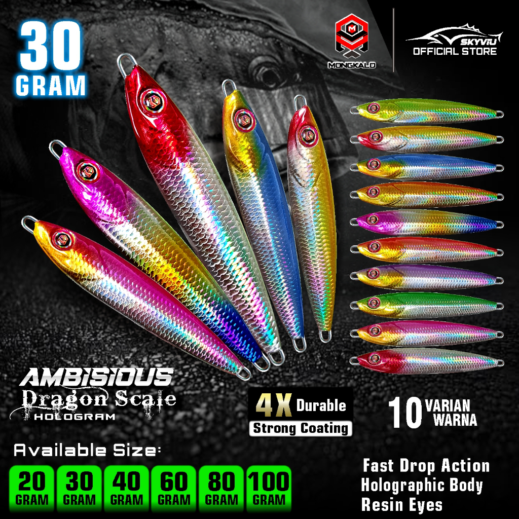 Umpan Metal Jig 30 Gram MONGKALO AMBISIOUS Hologram Sisik Micro Jig 30g 30gr 30 g 30 gr 30grm 30 grm