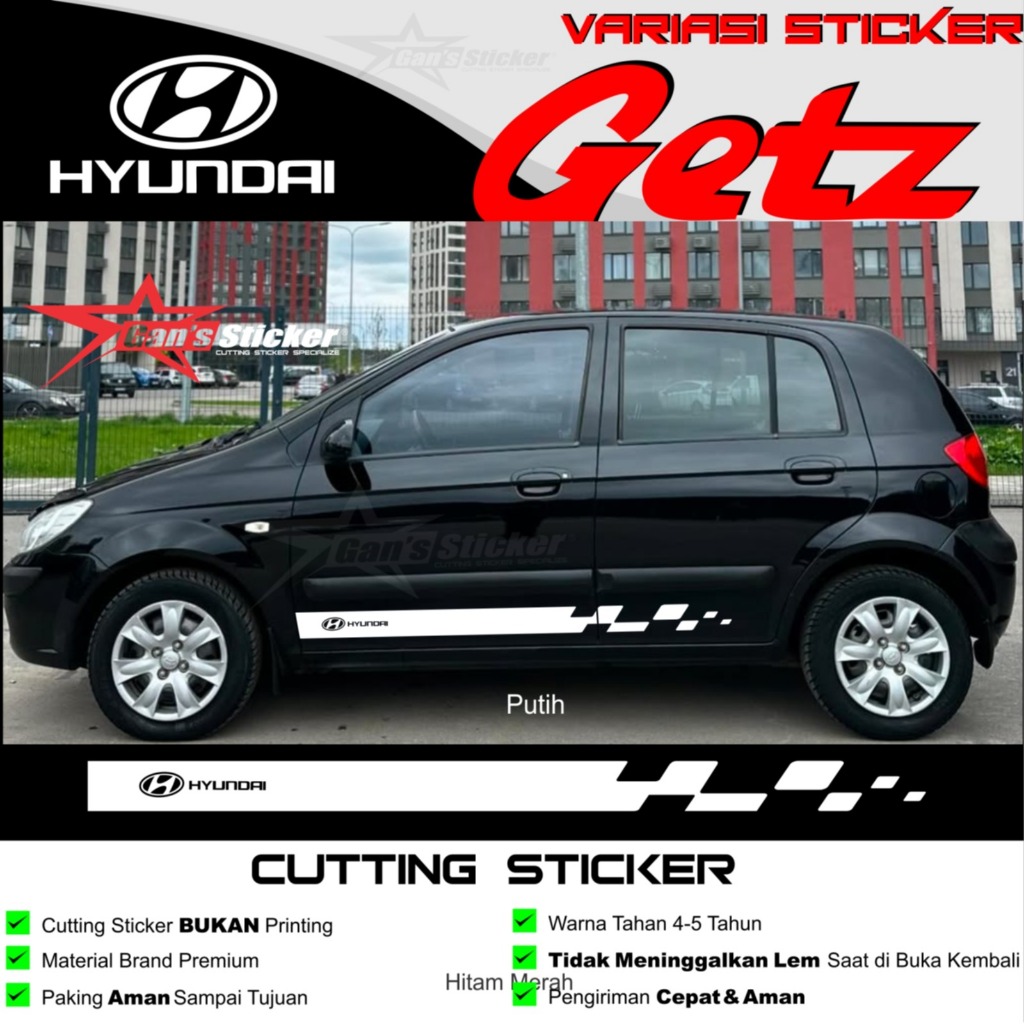 (Bisa COD) Aksesoris Sticker Cutting Mobil Hyundai Getz | Vinyl Premium Warna Hitam Putih Abu Merah