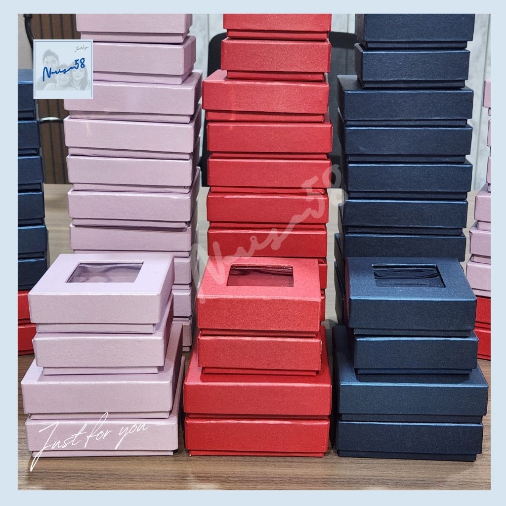 Kotak Box Hardbox "Jendela Mika" | 9x9x3 | Box Tutup Mika Frame | Giftbox | Hampers | Kotak Kado Pol