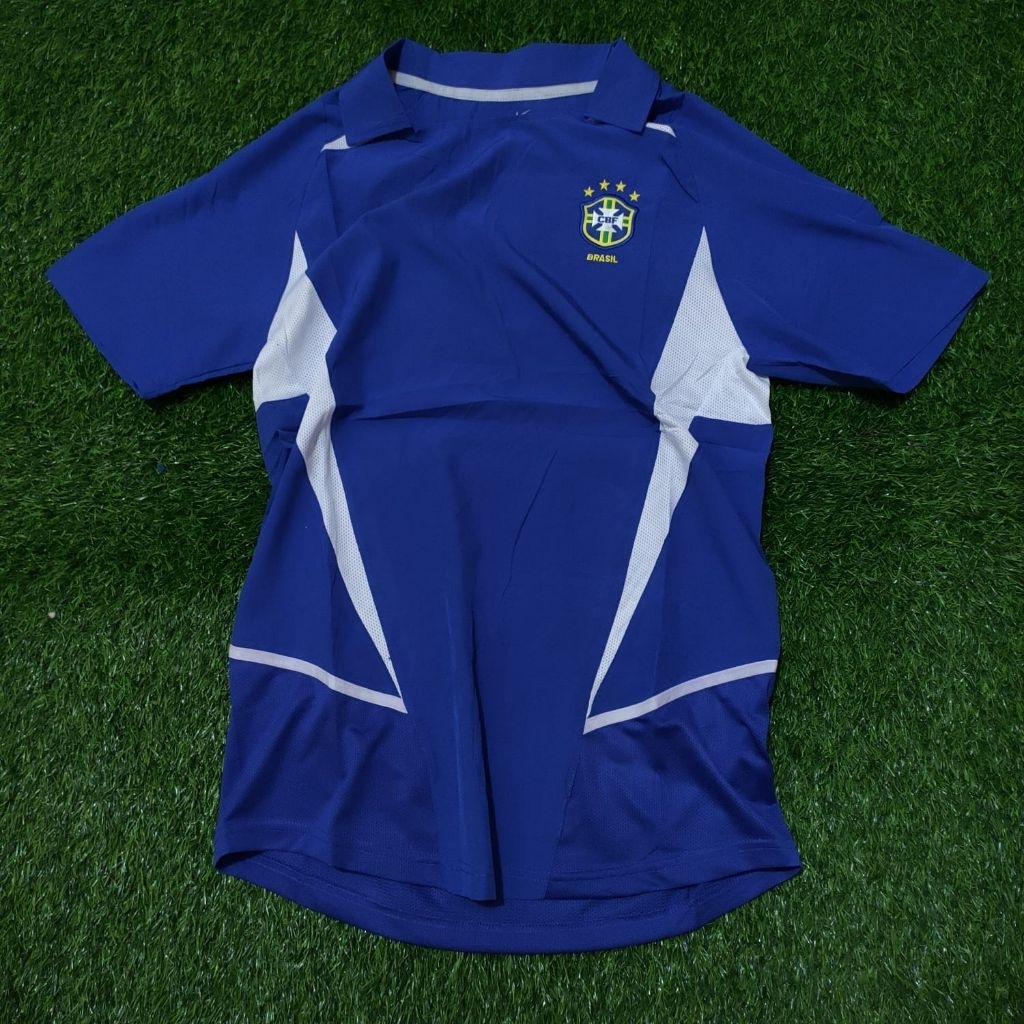 JERSEY BOLA RETRO VINTAGE BRAZIL AWAY PIALA DUNIA 2002 TOP QUALITY