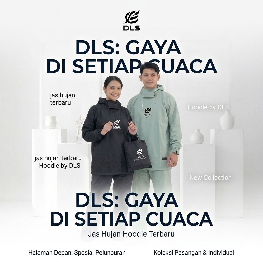 jas hujan STELAN HOODIE By DLS pria wanita waterprof bahan PVC premium anti rembes dan kuat