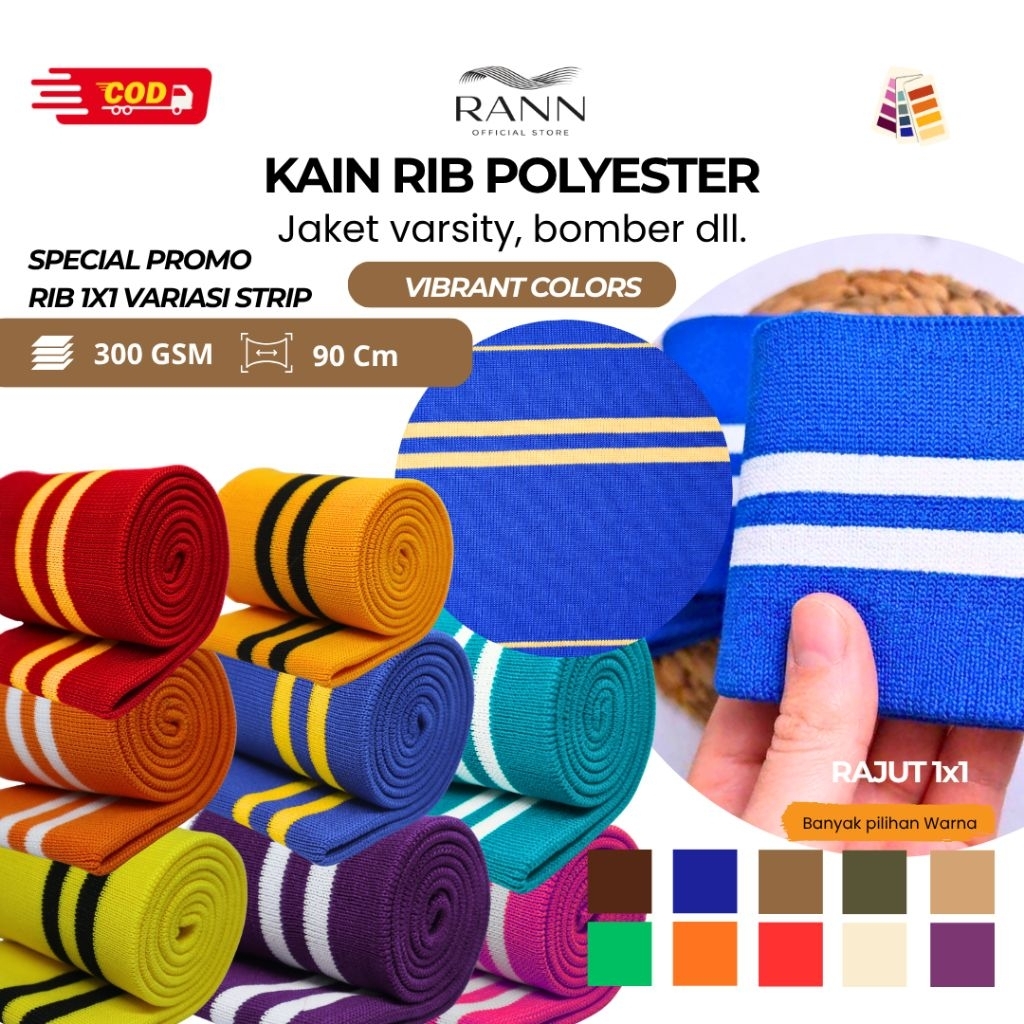 Rann textile | kain rib jaket warna cerah untuk kerah lengan dan pinggang