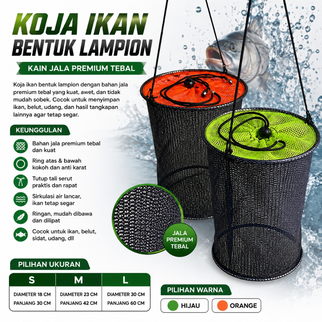 Koja ikan Lampion - Koja udang - Wadah hasil mancing - Korang ikan - Wadah ikan hasil mancing