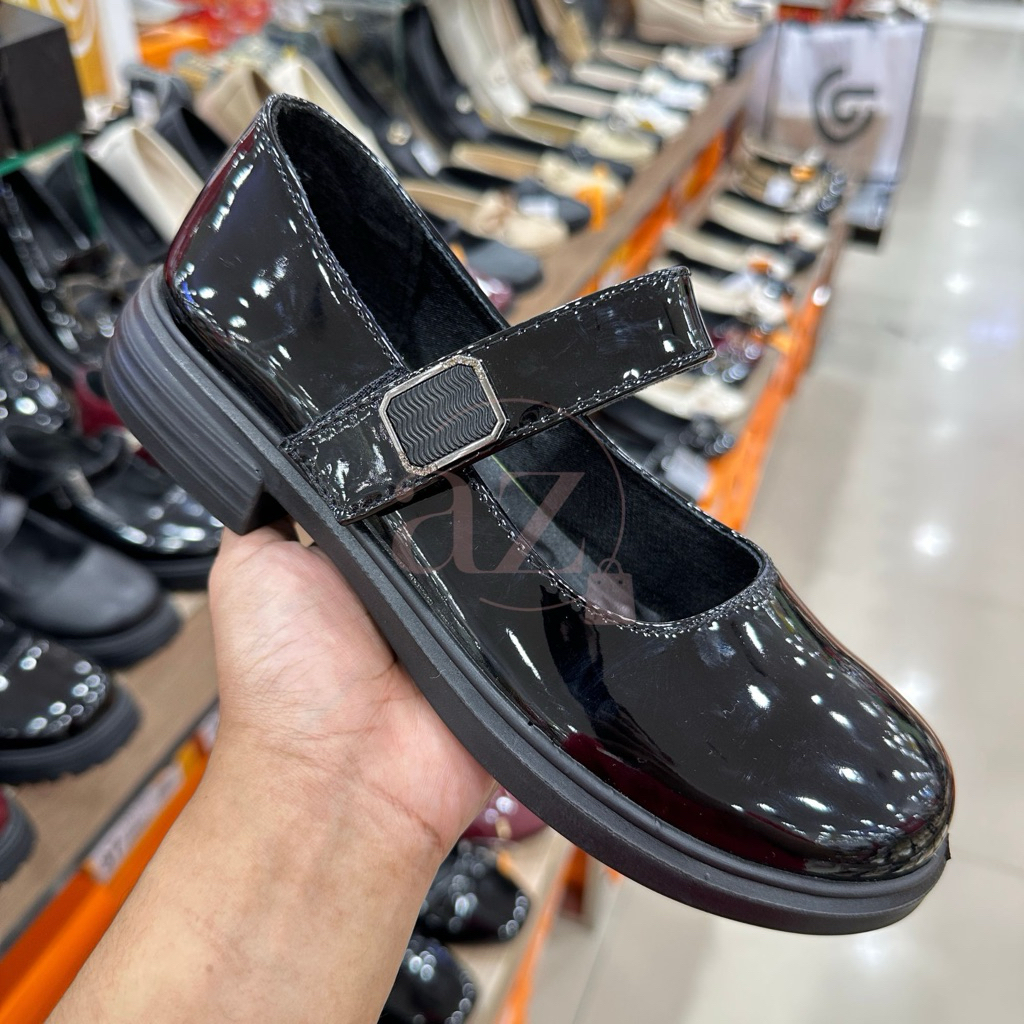 St. Moritz sepatu fantofel sekolah kerja docmark wanita shoes hitam merah maron glossy berkilau