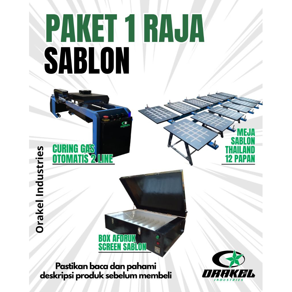 PAKET 1 RAJA SABLON - MEJA 12 PAPAN + CURING OTOMATIS + BOX AFDRUK - FREE ONGKIR SEJAWA