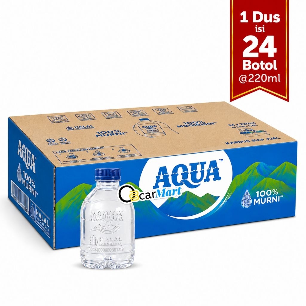 AQUA CUBE 220 mL 1 Dus Aqua Mini Botol Imut