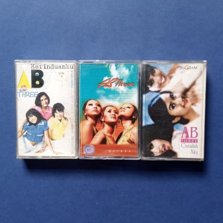 Kaset Pita Paket AB Three 3 Album Auraku - Cintailah Aku - Kerinduan Prod BLACKBOARD Ind