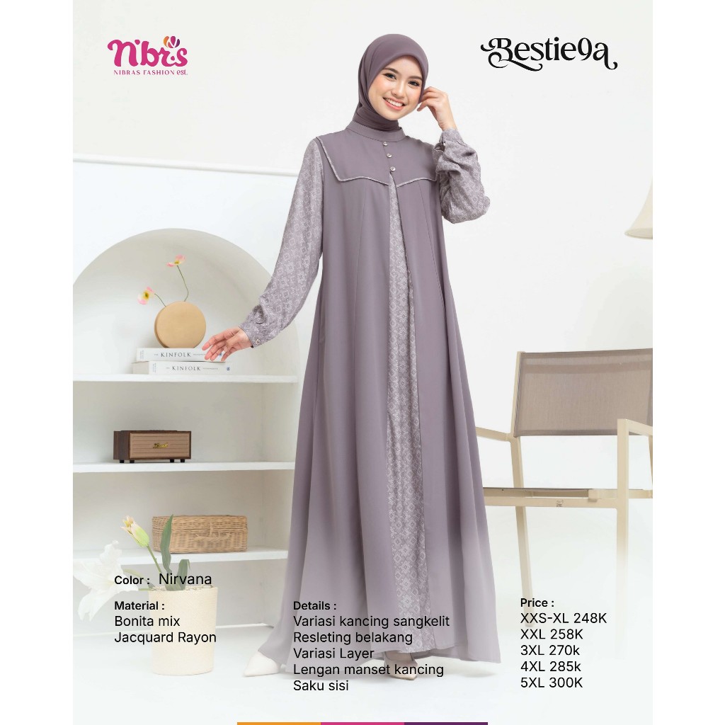 [NEW] BAJU GAMIS NIBRAS TERBARU / GAMIS BESTIE 9A & TUNIK BESTIE 9B / BAJU GAMIS COUPLE TUNIK / BAJU