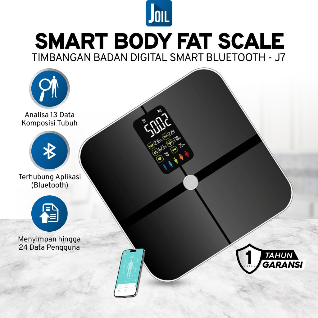Joil Timbangan Badan Digital Smart Body Fat Scale BMI via Smartphone - J7