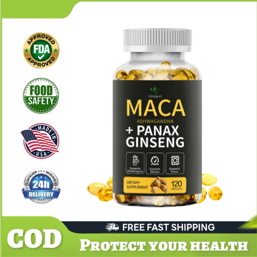 120pcs USA Ekstrak Akar Ginseng & MACA Kapsul Penambah Energi untuk Pria dan Wanita / Maca