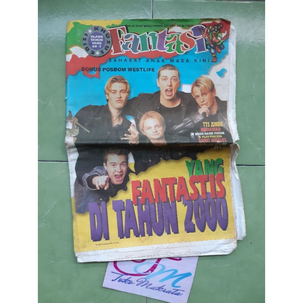 surat kabar tabloid FANTASI edisi khusus ulang tahun yang ke-7 cover WESTLIFE jadul lawas langka