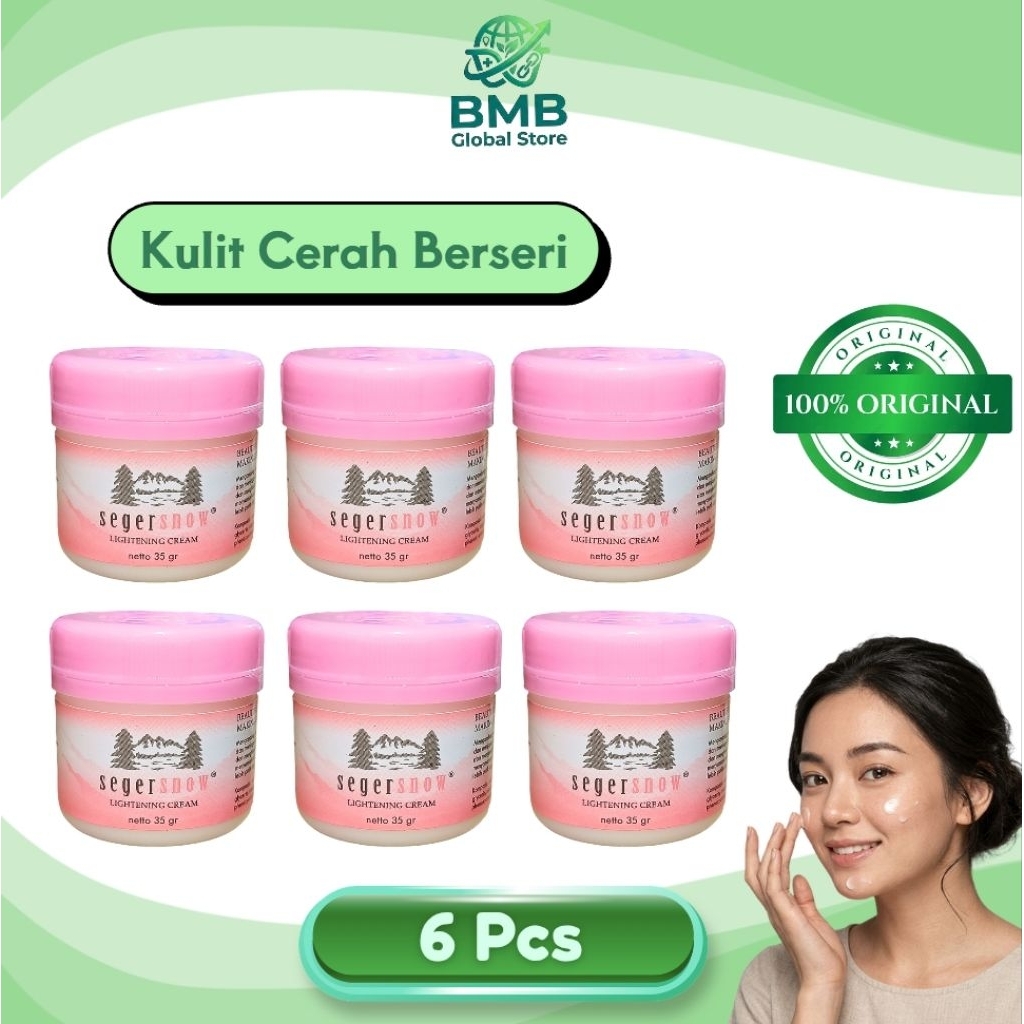 Seger Snow Lightening 35gr 6 Pcs / Seger Snow Pink 1 Pak / Pelembab Wajah Seger Snow/ Pencerah Wajah