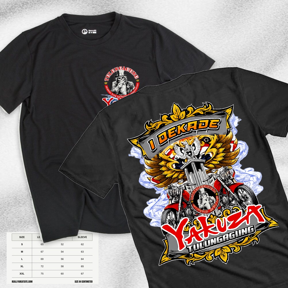 Kaos tshirt 1 Dekade Yakuza Tulungagung Baju distro anak motor komunitas bikers dakwah viral baju
