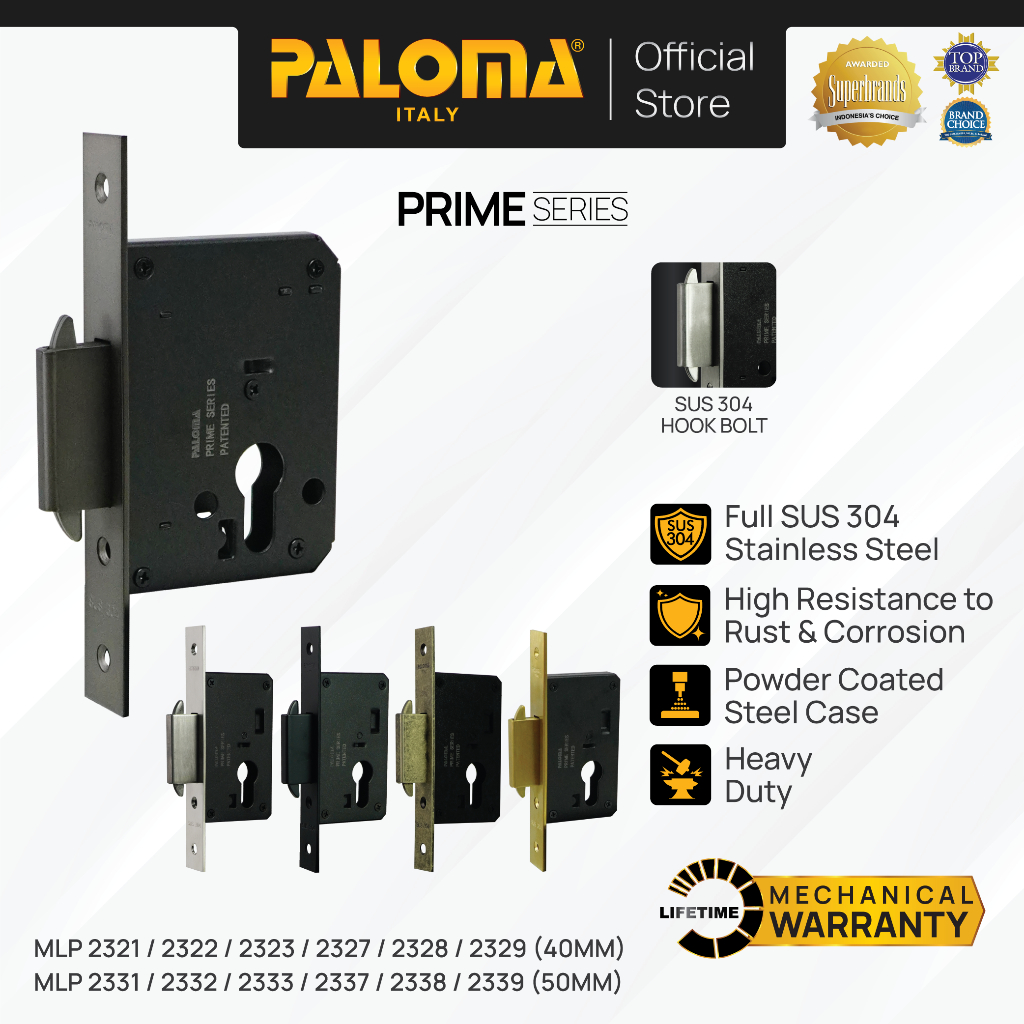 PALOMA Mortise Lock Lockcase Body Kunci Pintu Geser Sliding Stainless Steel SUS 304 SUS304 Hitam Mat