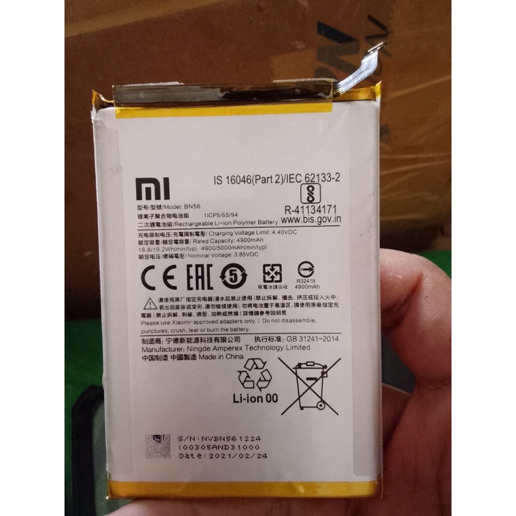 Baterai Copotan Original Redmi 9c minus minta dijumper