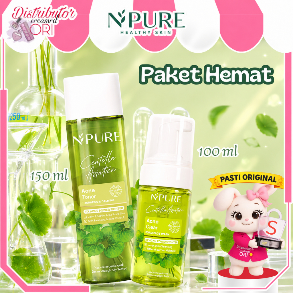 PAKET NPURE FACE TONER + WASH CENTELLA ASIATICA (Cica Series)