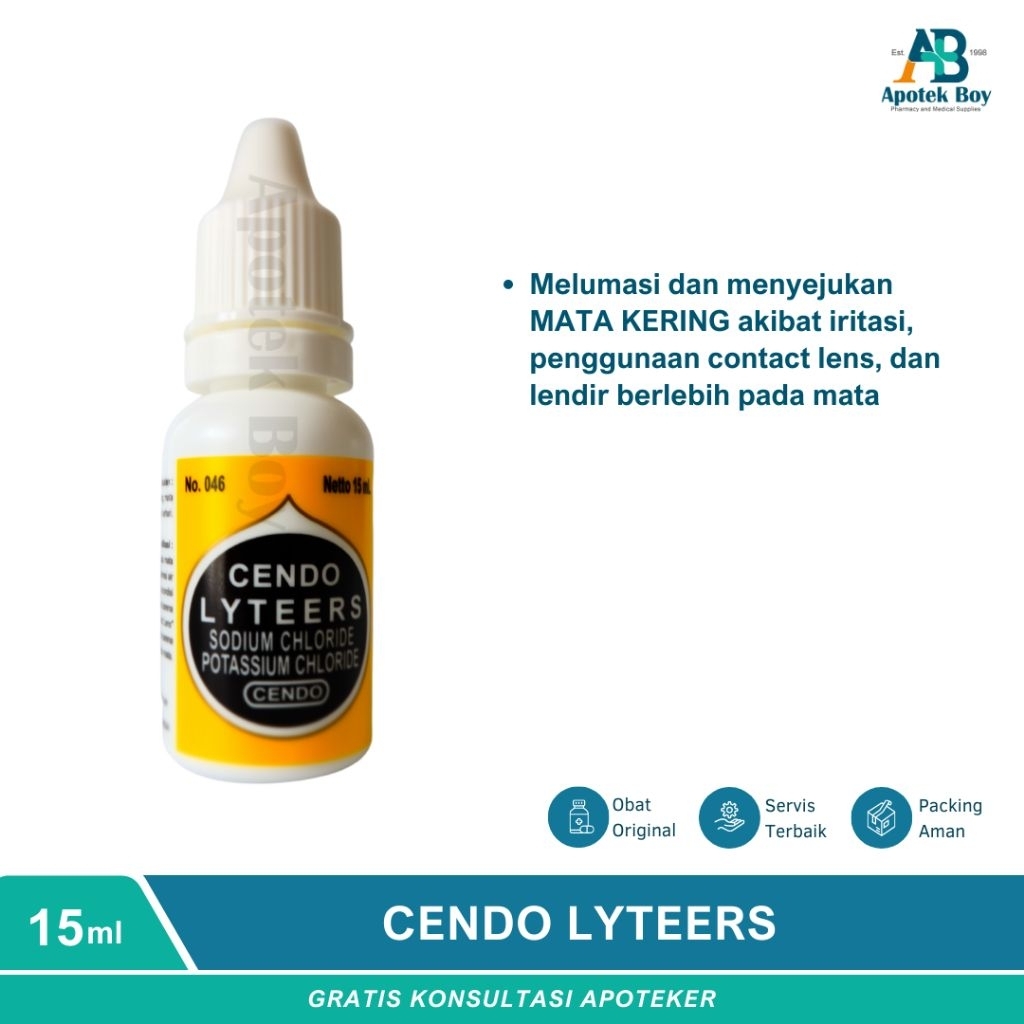 OBAT TETES MATA / MATA AIR BUATAN / MENGATASI IRITASI RINGAN PADA MATA / CENDO LYTEERS TETES MATA 15