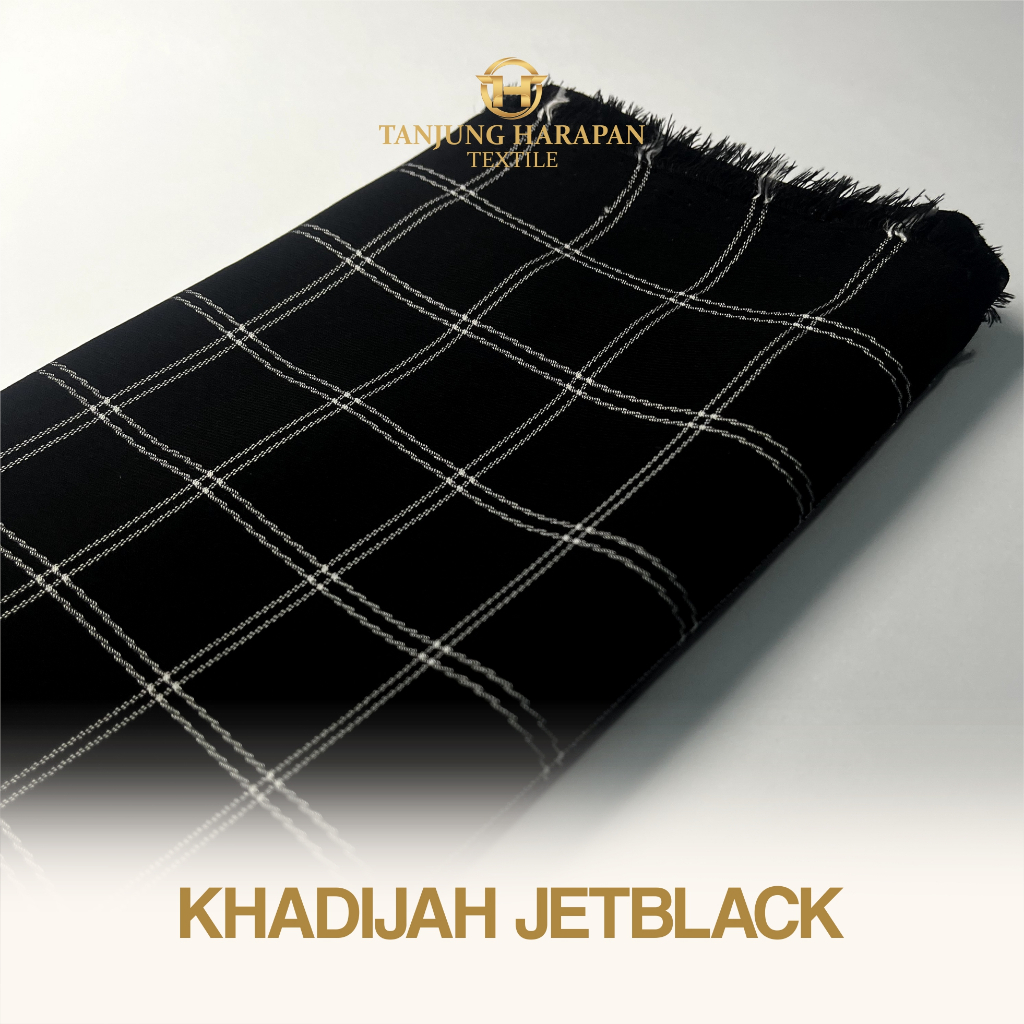 Khadijah Jetblack Premium - Kain Jetblack Motif Khadijah - Bahan Gamis Abaya Jatuh dan Tidak Meneraw
