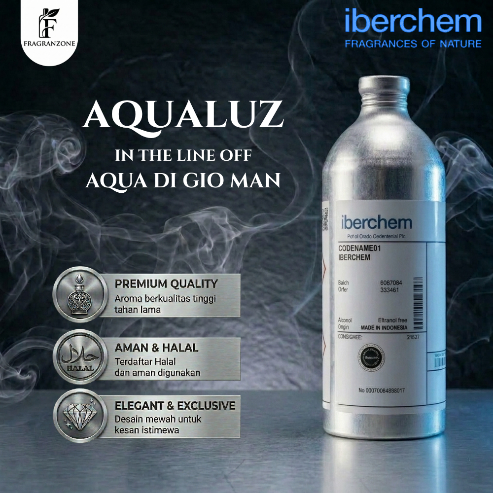 IBERCHEM - Bibit Parfum Murni | AQUALUZ - Searah aqua d gio men | Kemasan Segel Pabrik (1kg) & Repac