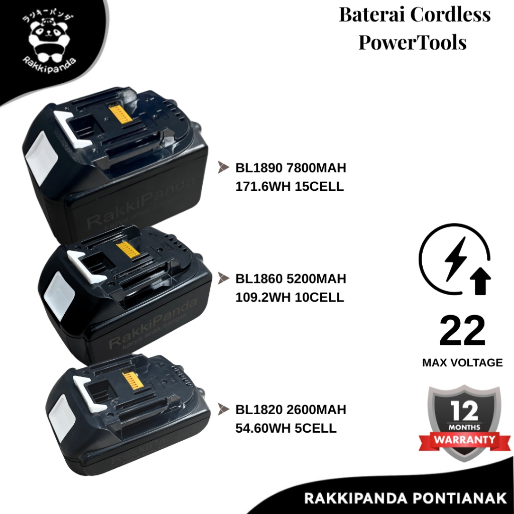 Rakkipanda - Baterai Bor cordless Makita Lithium Tools 22V