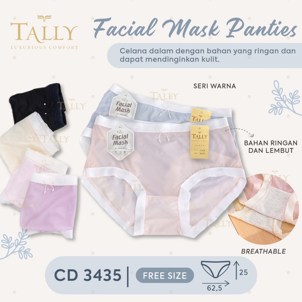 TALLY 3435 CD Celana Dalam Facial Mask  Super Ringan Lembut Tipis Semi Transparan
