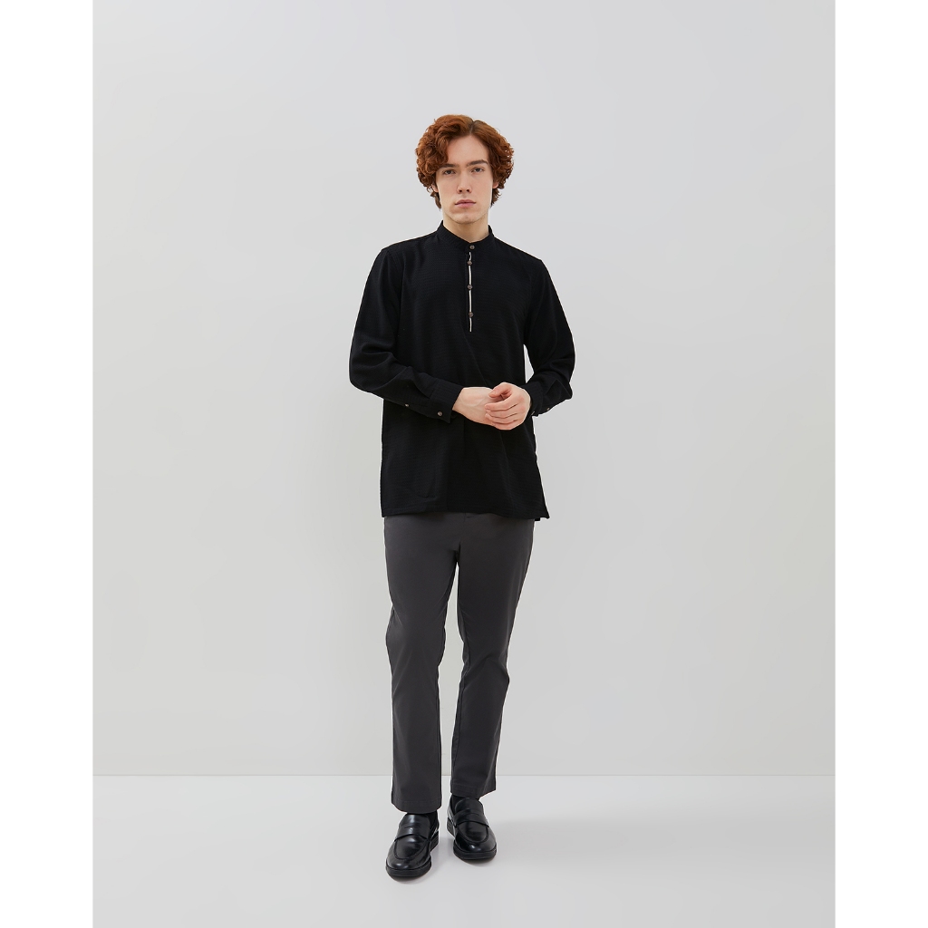 VALINO Kemeja Koko Kurta Hitam Pria - V-ECEA01-B9