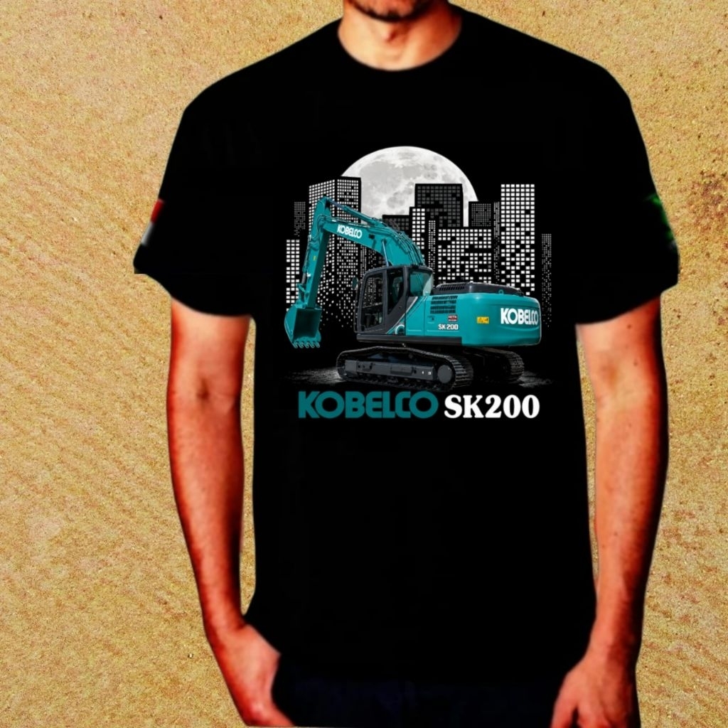 Baju kaos excavator Kobelco gedung sablon DTF