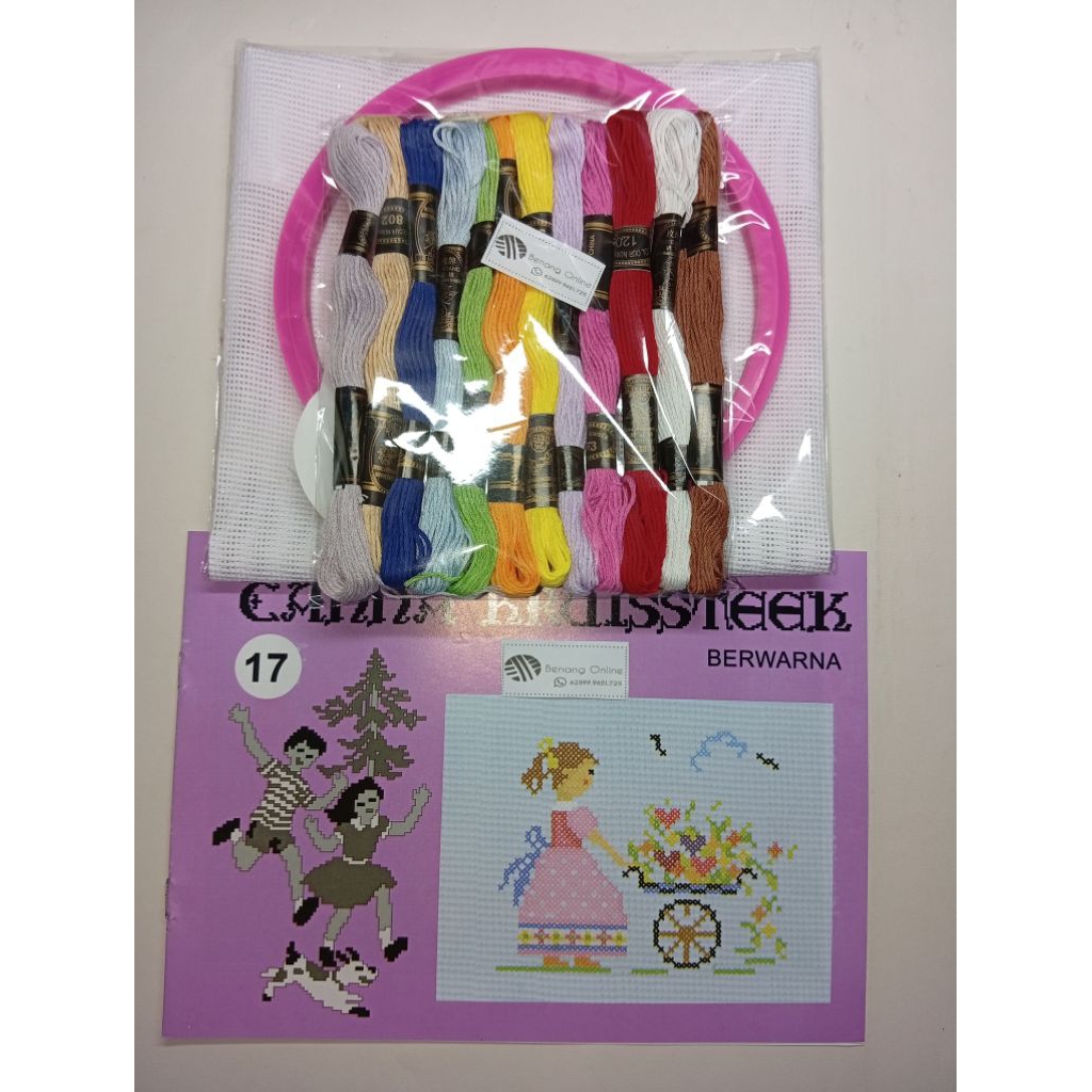 Paket Alat Sulam Strimin Set Pemidangan/Hoop kayu/Plastik Murah Lengkap buku kristik Bagus DIY Craft