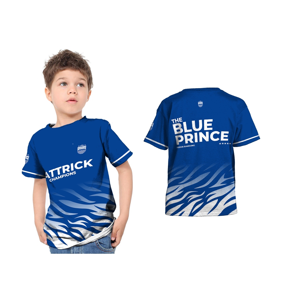 UBER SUBLIM - Baju Kaos Jersey Anak PERSIB BANDUNG THE BLUE PRINCE Biru Custom Full Print