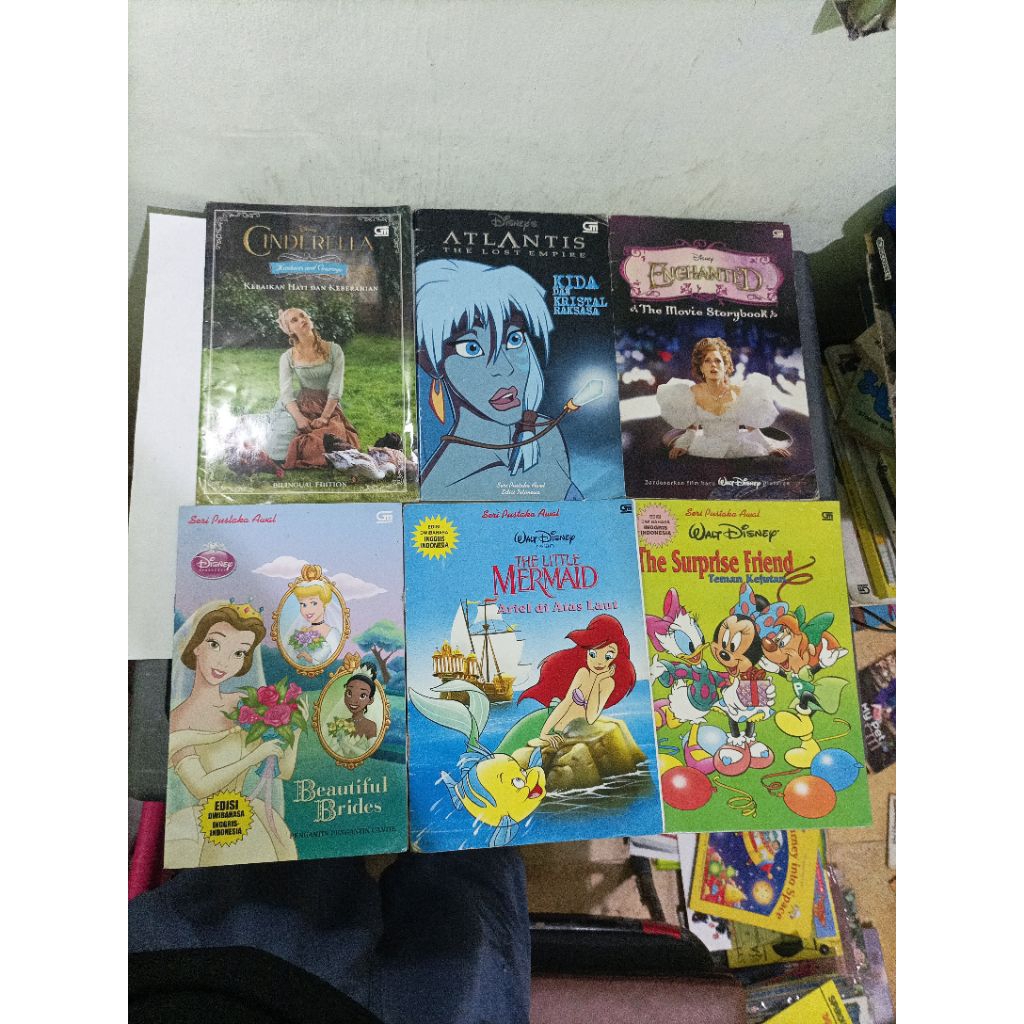 Buku Pustaka awal,  kecil,  movie storybook Atlantis the lost Empire,  Cinderella, Little Mermaid, P