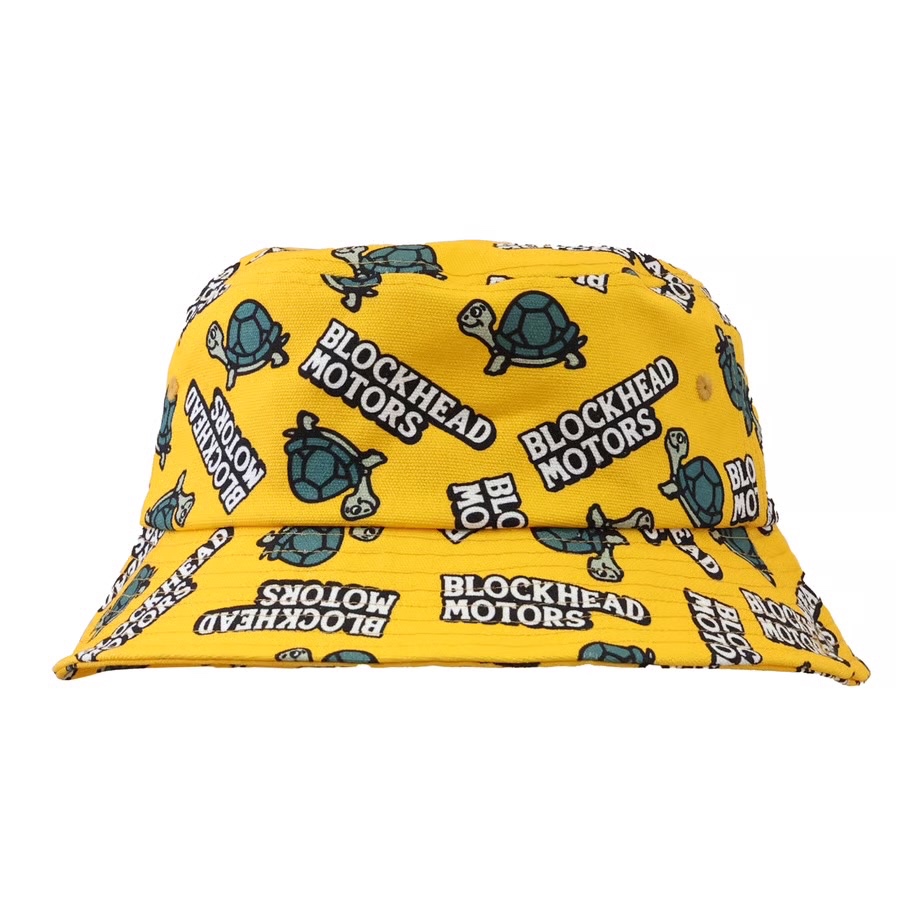 BLOCKHEAD MOTORS ALL-OVER PATTERN HAT/YELLOW