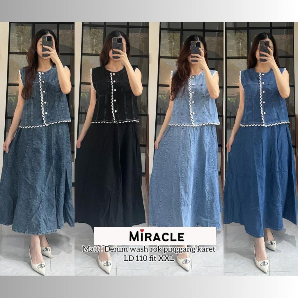 GINAR SET ROK - ATASAN&ROK PANJANG BAHAN JEANS DENIM WASH PREMIUM