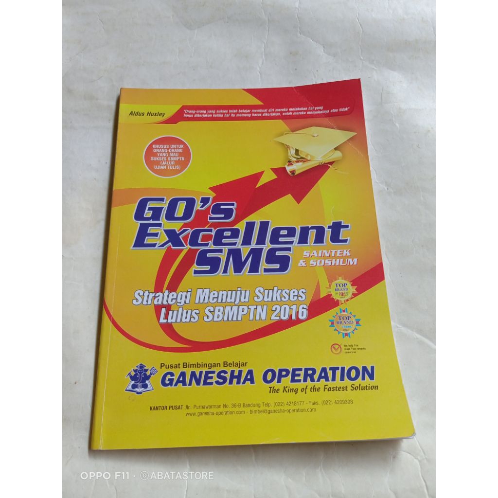 BUKU GO'S EXCELLENT SMS SAINTEK & SOSHUM STRATEGI MENUJU SUKSES LULUS SBMPTN 2016