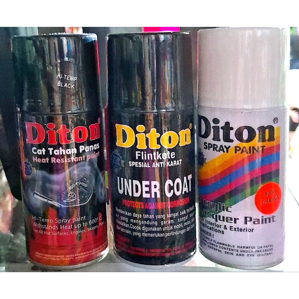 Diton Spray Paint Anti Karat, Anti Panas, Fluorescent / Scotlight, Chrome, Gold 24K, & Tembaga*