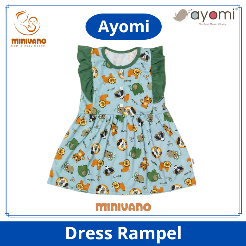 Ayomi Dress Rampel Anak - Motif Animal Carnival - Baju Dress Bayi Lucu