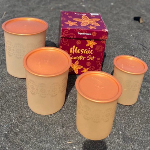 TOPLES MOZAIK CANISTER TUPPERWARE ORI SET warna gold