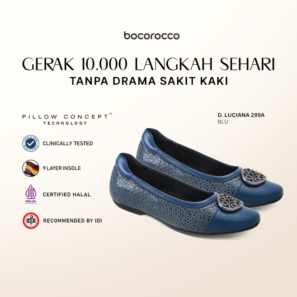 Bocorocco D. Luciana 299A Blu - Sepatu Flat Wanita Kulit Asli