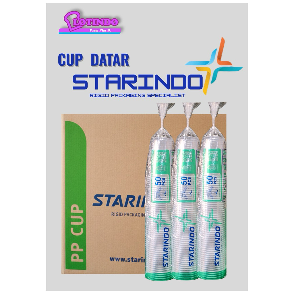 1 Dus Gelas Cup Plastik Datar Starindo 18oz 8gr