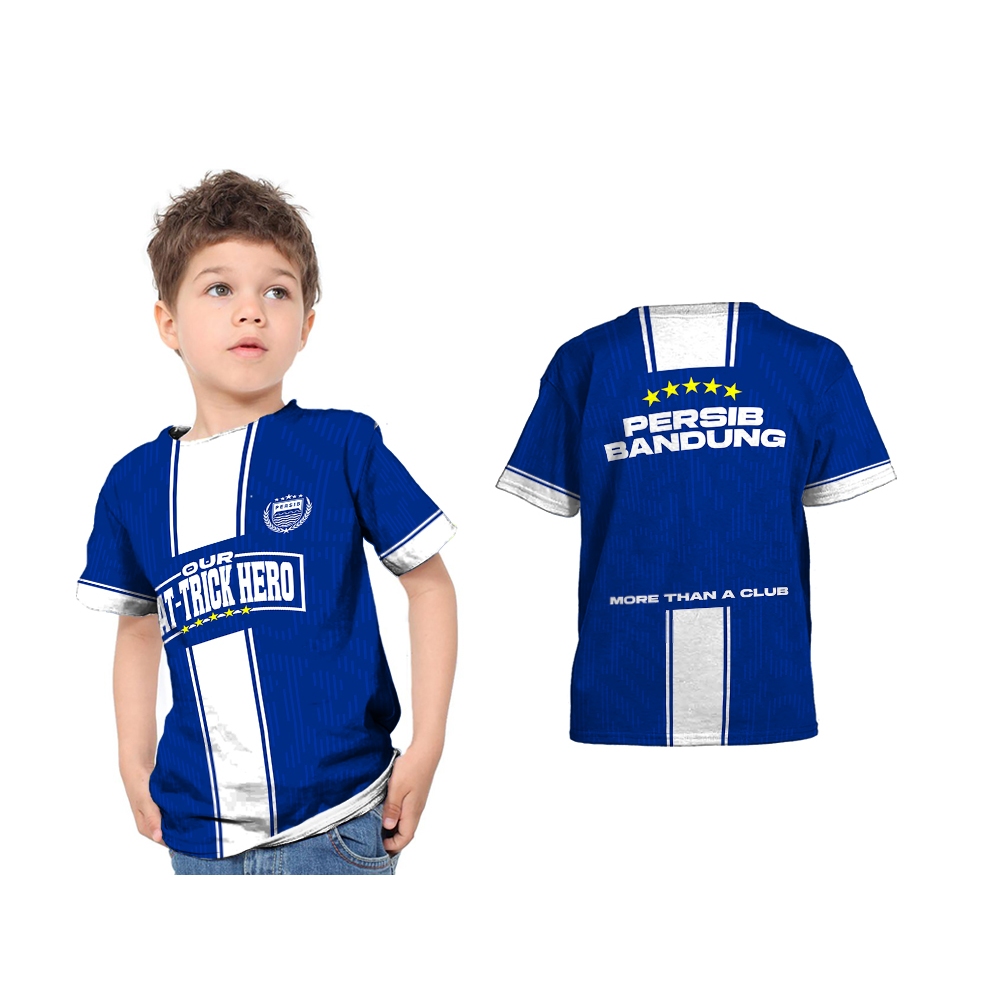 UBER SUBLIM - Baju Kaos Jersey Anak PERSIB BANDUNG HATTRICK HERO Biru Custom Full Print