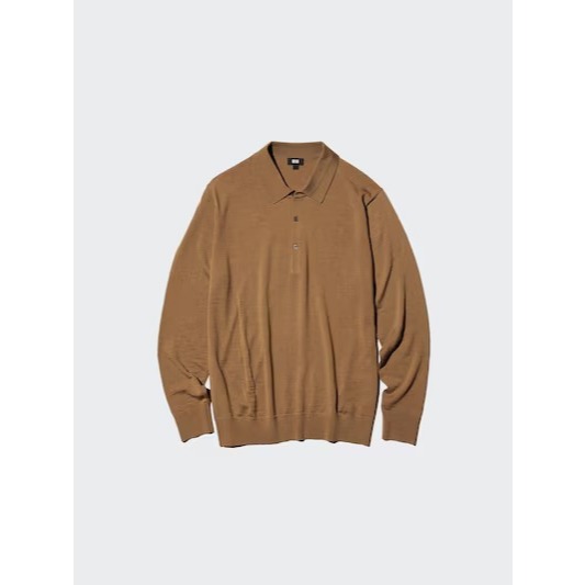 uniqlo merino woll knit polo sweater brown Xl fit L