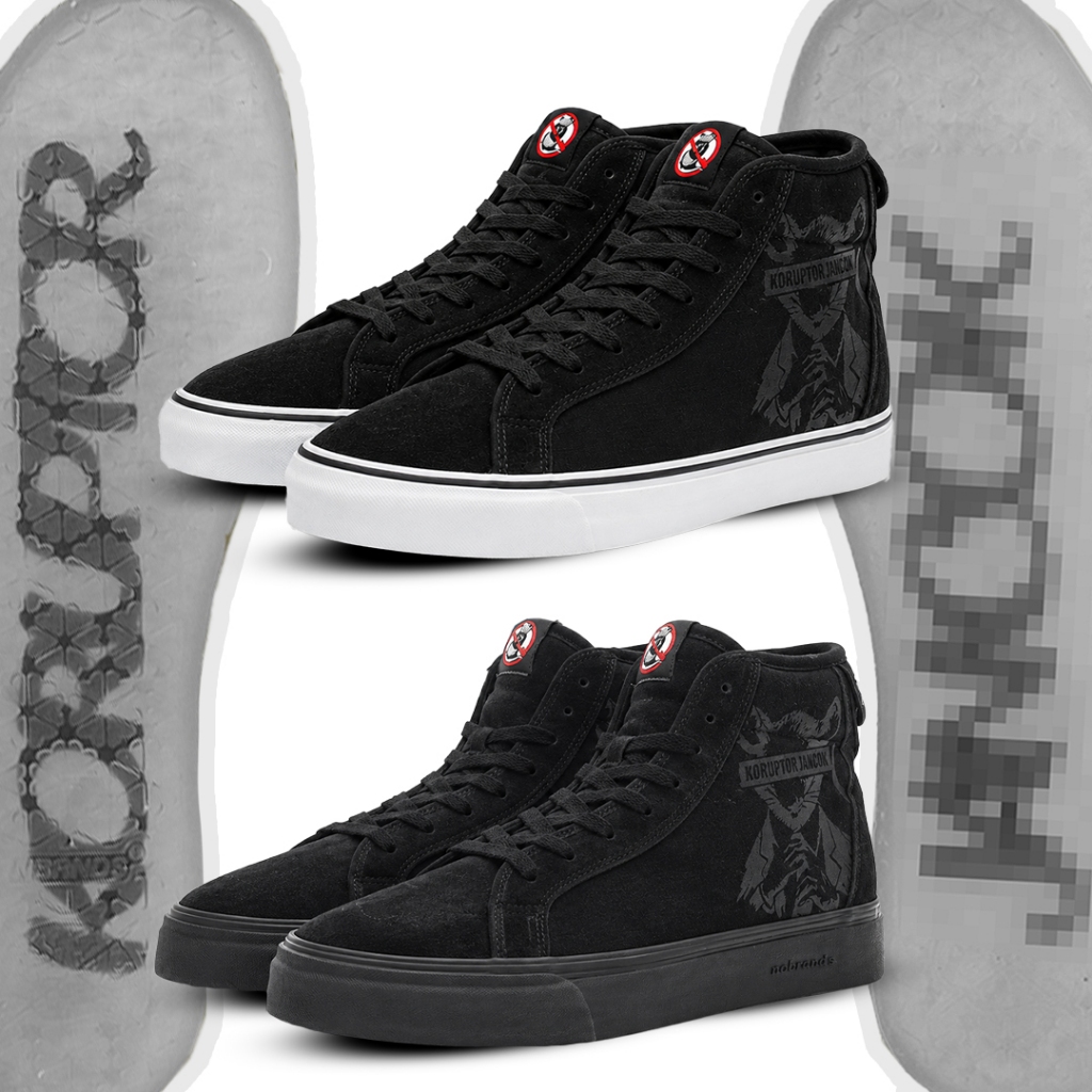 Nobrands Footwear Medulla Korjan Koruptor Jancok V2 Black White Sepatu Tinggi Sneakers Unisex Pria W