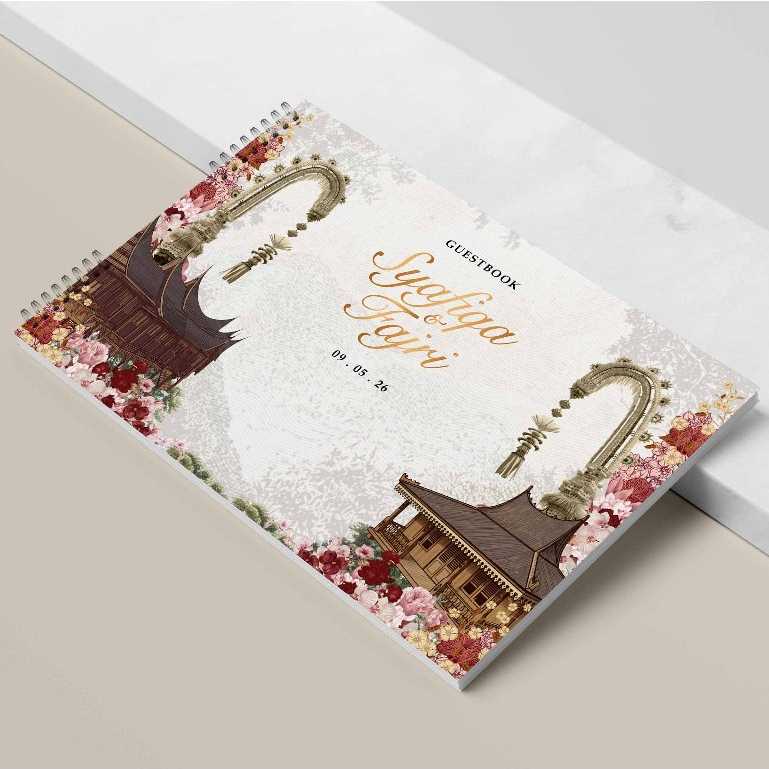 BUKU TAMU PERNIKAHAN HARD COVER DESIGN TEMPLATE JILID SPIRAL CETAK FULL COLOUR