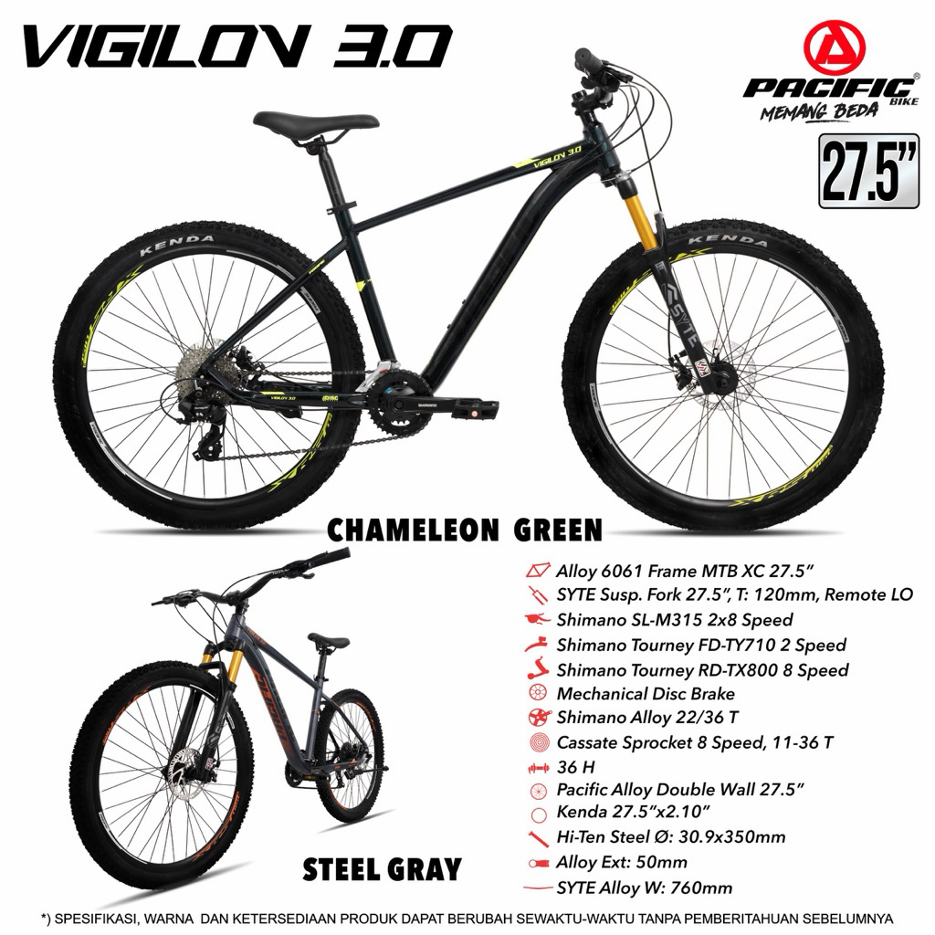 MTB PASIFIC VIGILON 3.0 27.5” ALLOY FRAME NEW SEPEDA GUNUNG TERBARU DARI PASIFIC BIKE