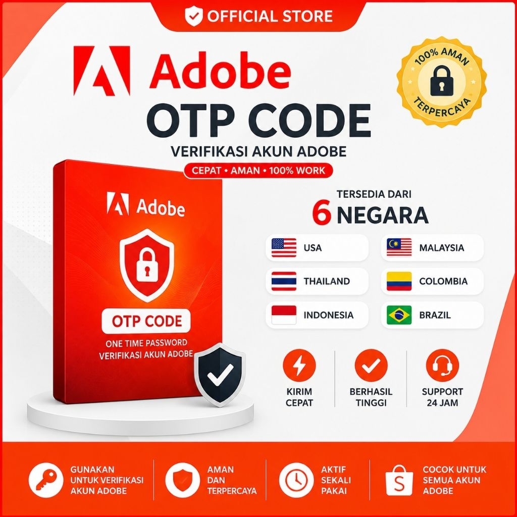 Kode OTP Adobestock Contributor | Verifikasi Akun Adobe 6 Negara USA Malaysia Thailand Colombia Indo