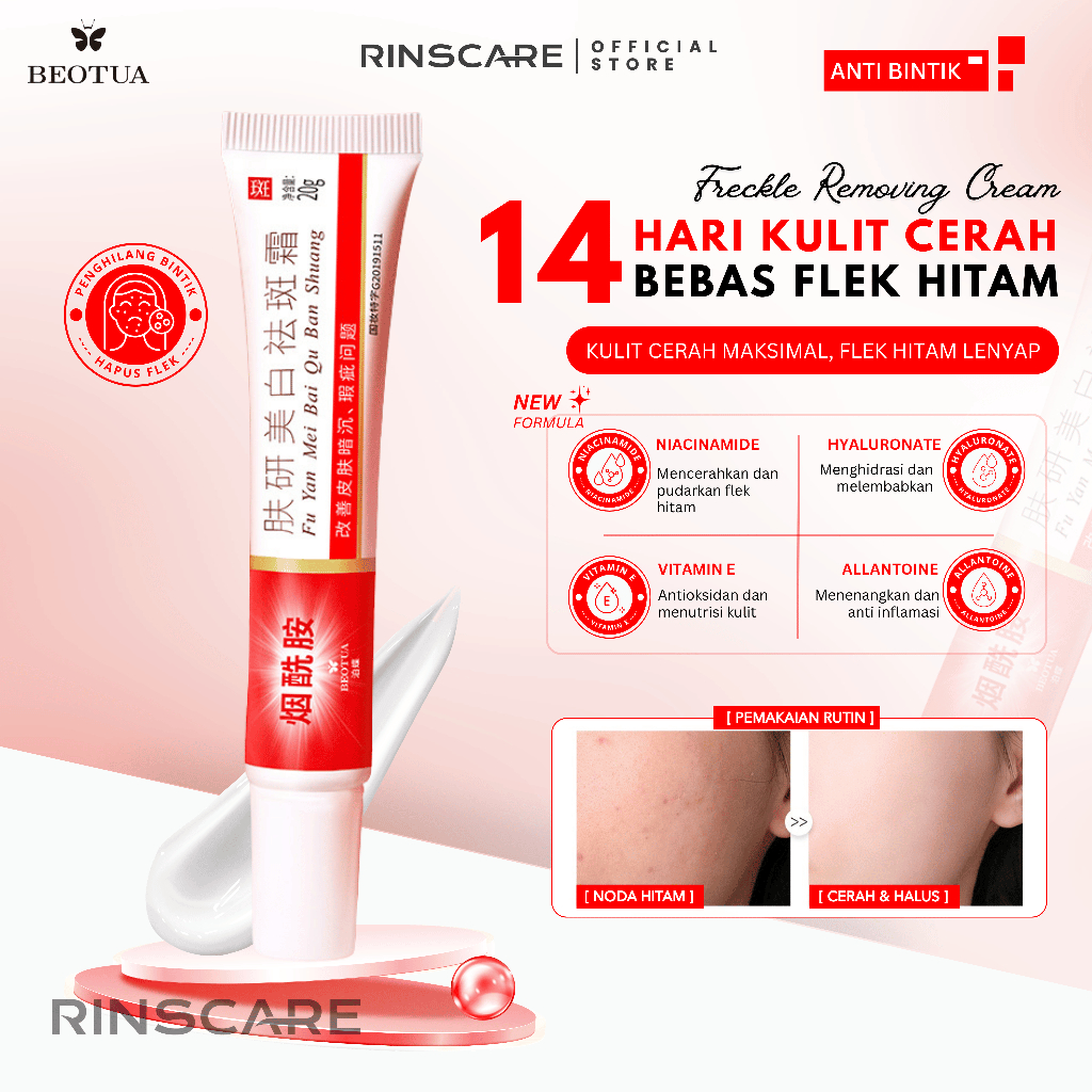 Beotua Niacinamide Krim Pemutih Wajah Penghilang Bintik Wajah dan Melasma Beotua 20gr krim/salep pen