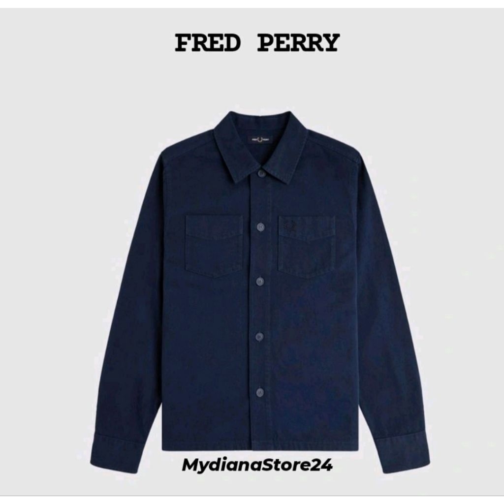 FRED PERRY - FRED PERRY TWILL OVERSHIRT - TENNIS BLUE