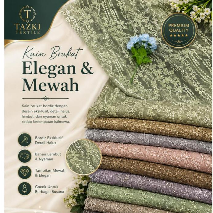 KAIN BROKAT TILLE BAHAN KEBAYA MEWAH TILE PAYET KAIN KEBAYA TILE BAKAL KEBAYA TILLE BORDIR TILE MUTI