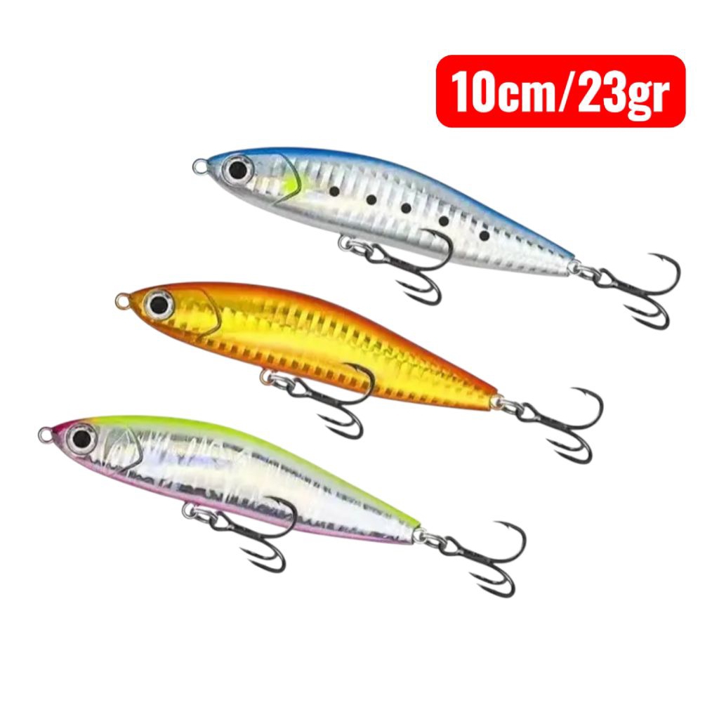 UMPAN PANCING LURE CASTING IKAN HAMPALA GT - SINKING PENCIL SHORT LONG CAST 10CM/23GR 3X STRONG TREB