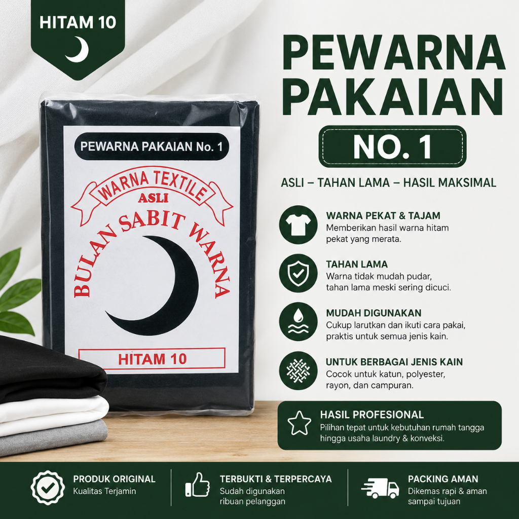 Wantex pewarna pakaian hitam - Wantex bulan sabit 1Pack / 10 Pcs