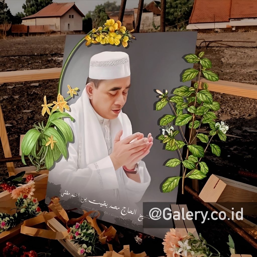 Lukisan Guru Bakhiet KH. Muhammad Bakhiet Plus Bingkai MDF ukuran 30x40, Poster Ulama dan habaib, Po